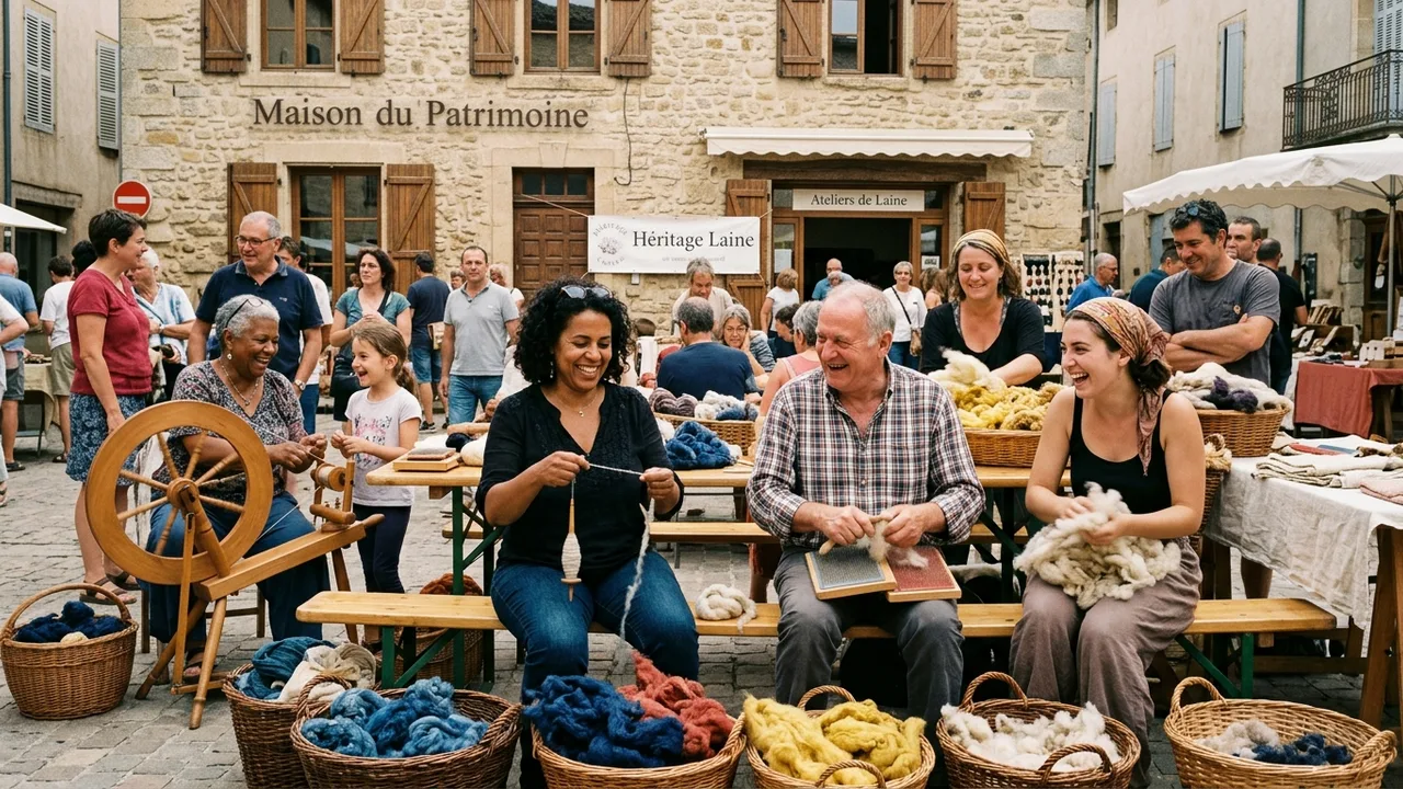 Participation collective des habitants au cardage de la toison