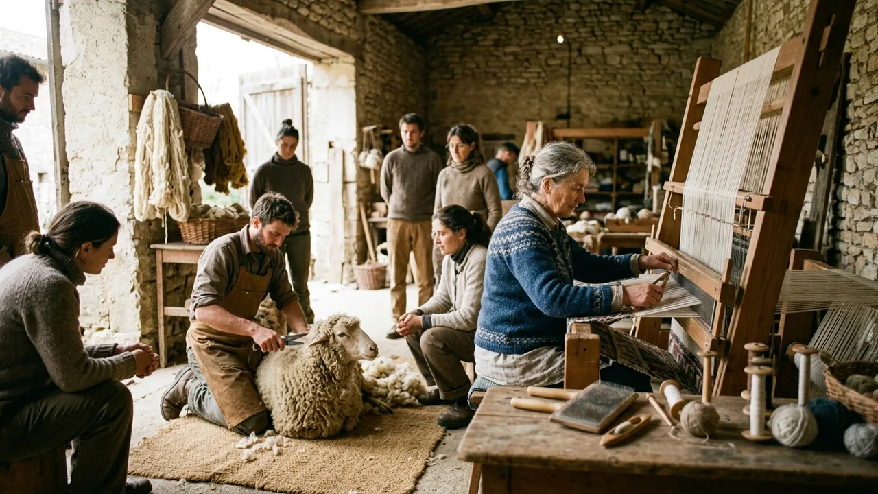 Démonstration de tissage et médiation patrimoniale